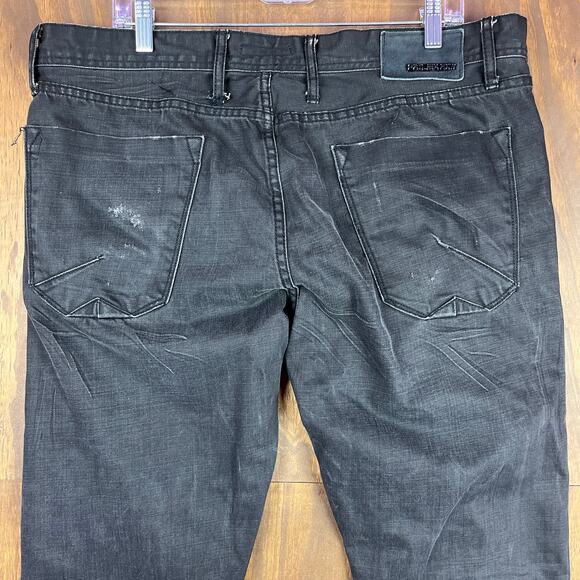 Vintage Projek Raw Mens Jeans Black Baggy Distressed Slim Fit Straight Leg 38x31 - Picture 10 of 12